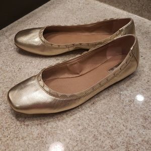 Tahari Gold Leather Ballet Flats